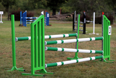 Row of chairs on field