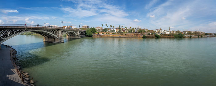 Bridge over river against sky