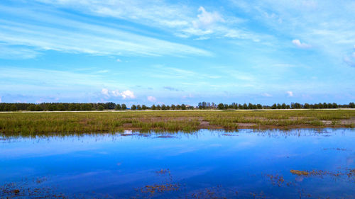 Scenic view of lake against sky
