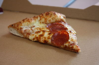 Close-up of pizza on table