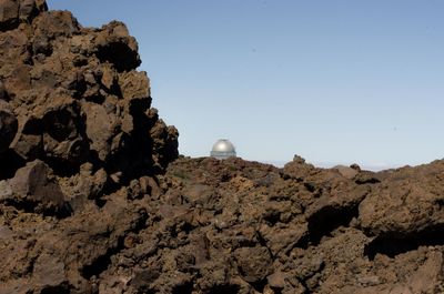 Rock formations against clear sky