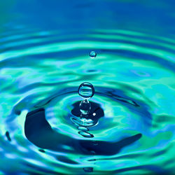 Close-up of drop falling in water