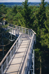 High angle view of bridge in forest