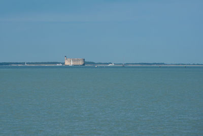 Scenic view of sea against clear sky