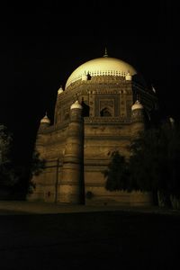 Low angle view of building against sky at night