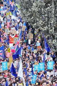 High angle view of crowd on street in city