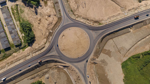 High angle view of cars moving on road