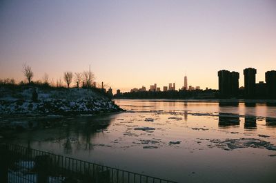 View of city at sunset