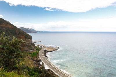 High angle view of sea against sky