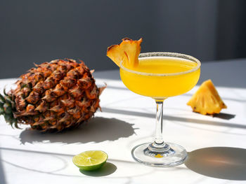 Pineapple drinks on table