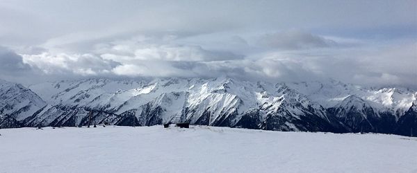 Scenic view of mountains against sky