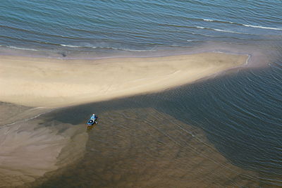 High angle view of man on beach