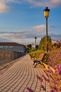 View of illuminated street light at sunset