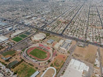 High angle view of city street