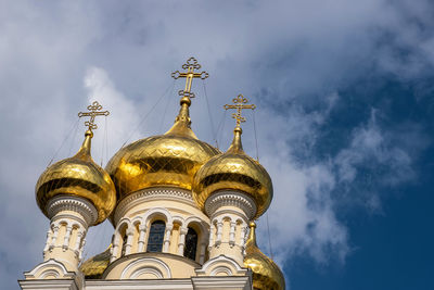 Low angle view of traditional building against sky