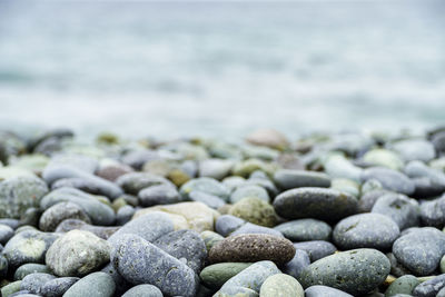 Close-up of stones on beach