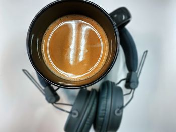 High angle view of coffee on table