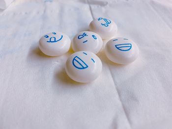 High angle view of balls on table