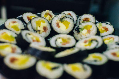 Close-up of sushi in plate on table