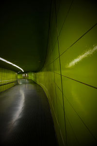 Lime green subway walk way