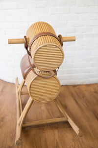 Cute classic wooden rocking horse chair for little children to play.