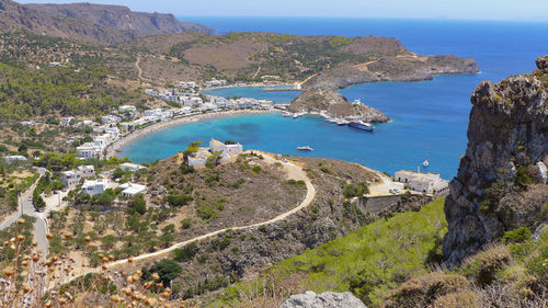 Beautiful view at arch shaped bay of kapsali