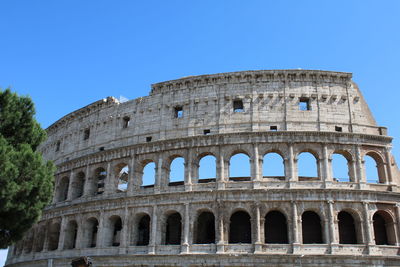 Low angle view of historical building against clear sky