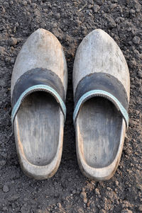 High angle view of shoes