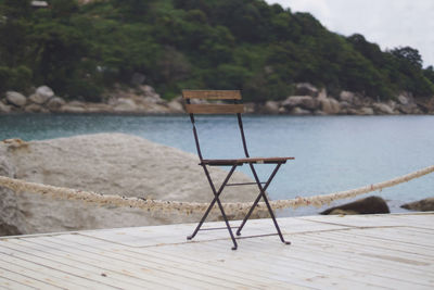 Chair on table at beach