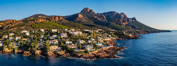 Scenic view of sea against clear sky