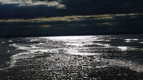 Scenic view of sea against cloudy sky