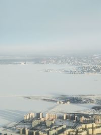 High angle view of cityscape against sky