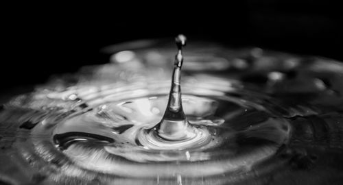 Close-up of drop splashing in water