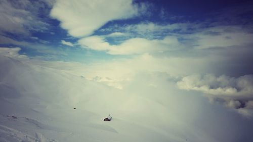 Scenic view of landscape against cloudy sky