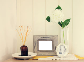 Potted plants on window sill