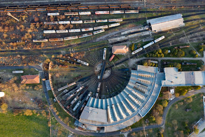 High angle view of buildings in city