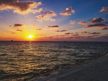 Scenic view of sea during sunset