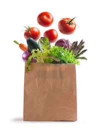 Ecological bag of vegetables isolated from the background