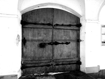 Closed door of old building