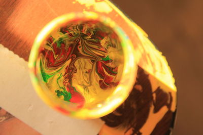 Close-up high angle view of drink