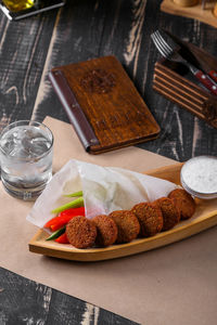 High angle view of food on table
