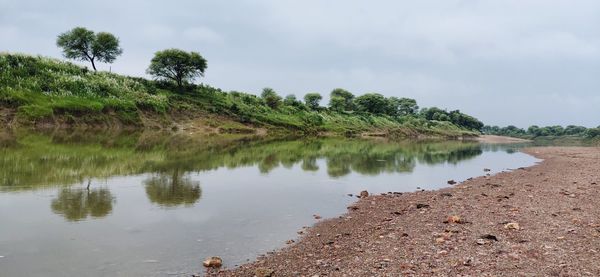 Scenic view of lake against sky