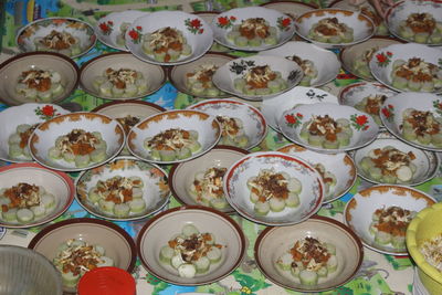 High angle view of food on table