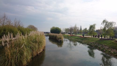 Panoramic view of lake against sky