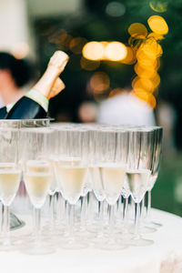 Wedding champagne bottle and glasses