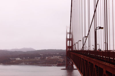 Suspension bridge over river