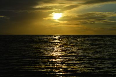 Scenic view of sea at sunset