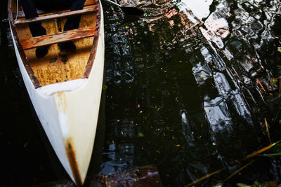 High angle view of boat in lake