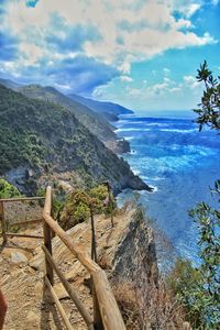 Scenic view of sea against cloudy sky