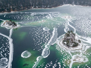Aerial view of frozen sea